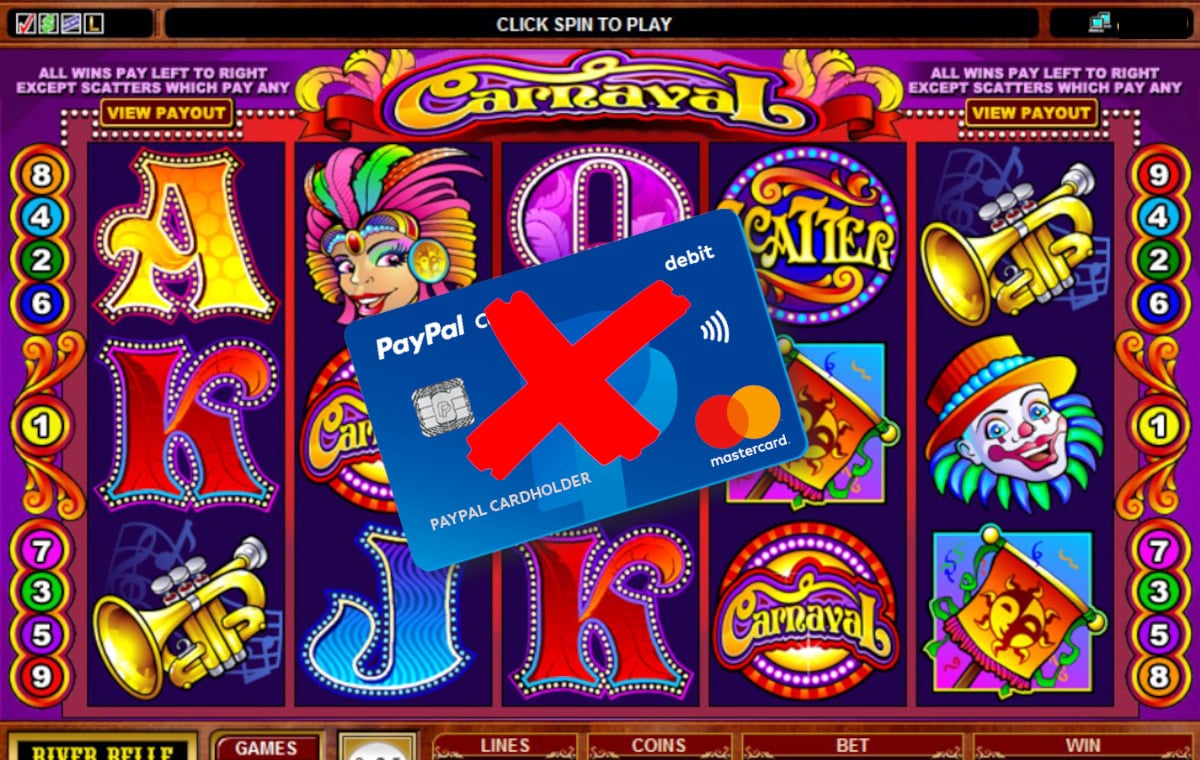 Online Casinospiel PayPal-Karte mit rotem Kreuz