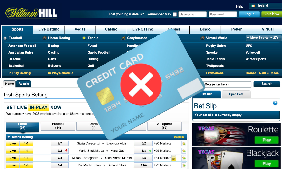 William Hill Website Kreditkarte Kreuz