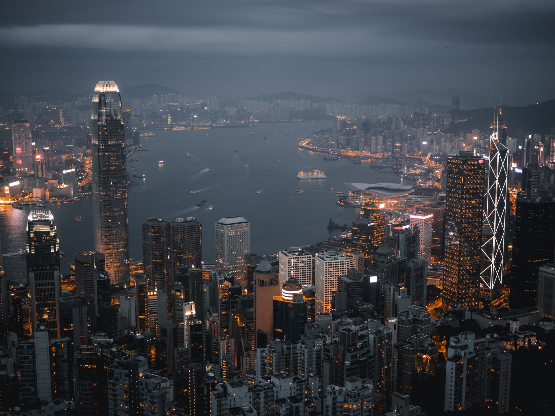 Panorama Hongkong Dämmerung