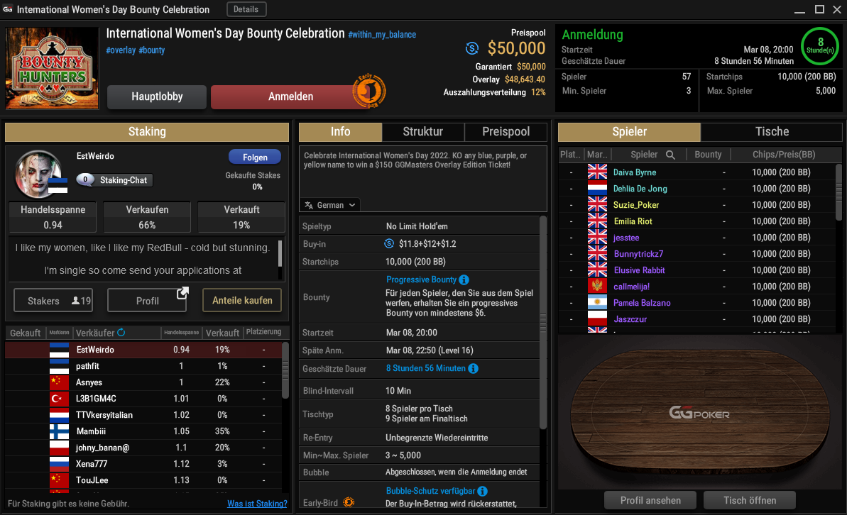 Turnier-Lobby GGPoker