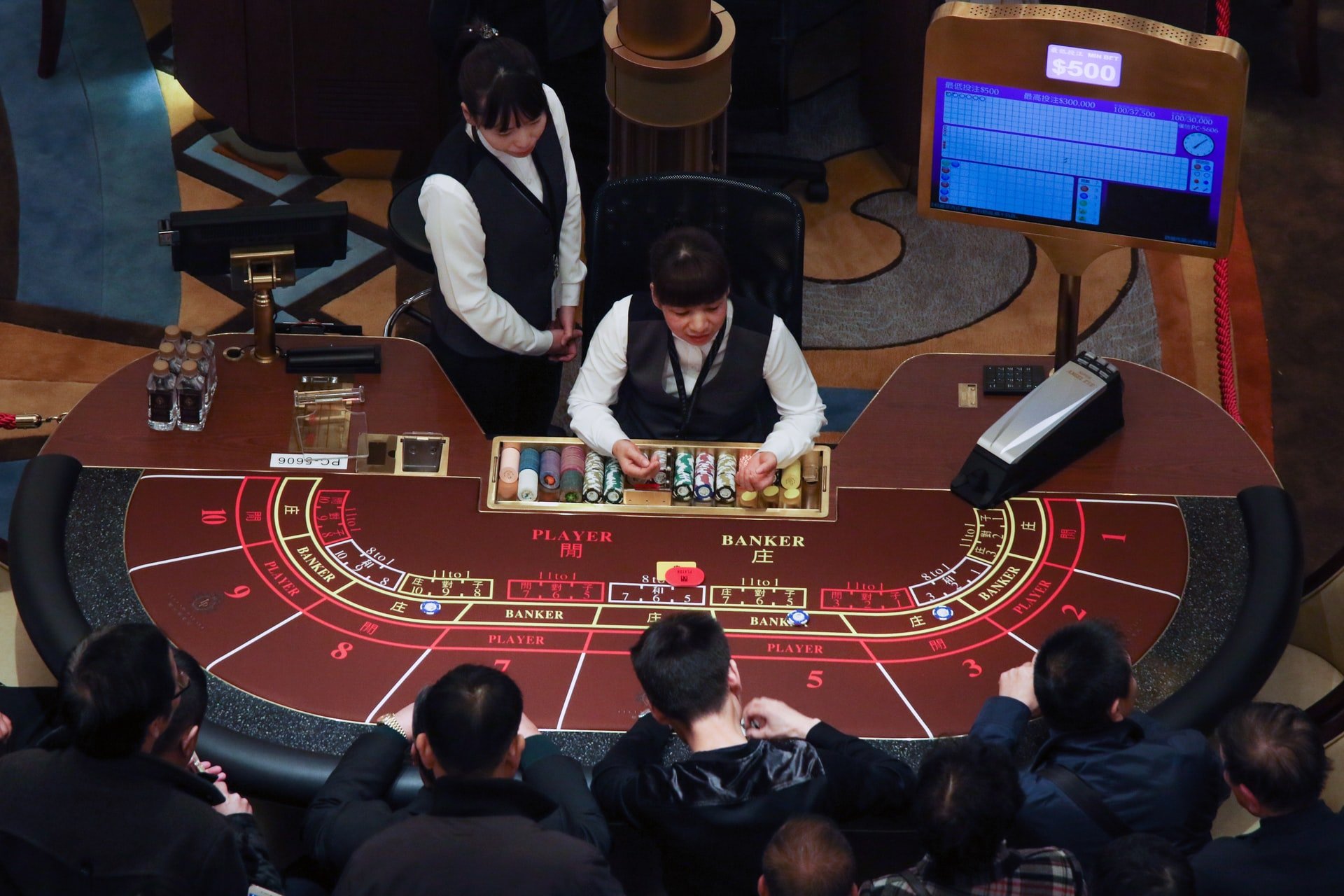 Blick auf Spieltisch im Casino Macau