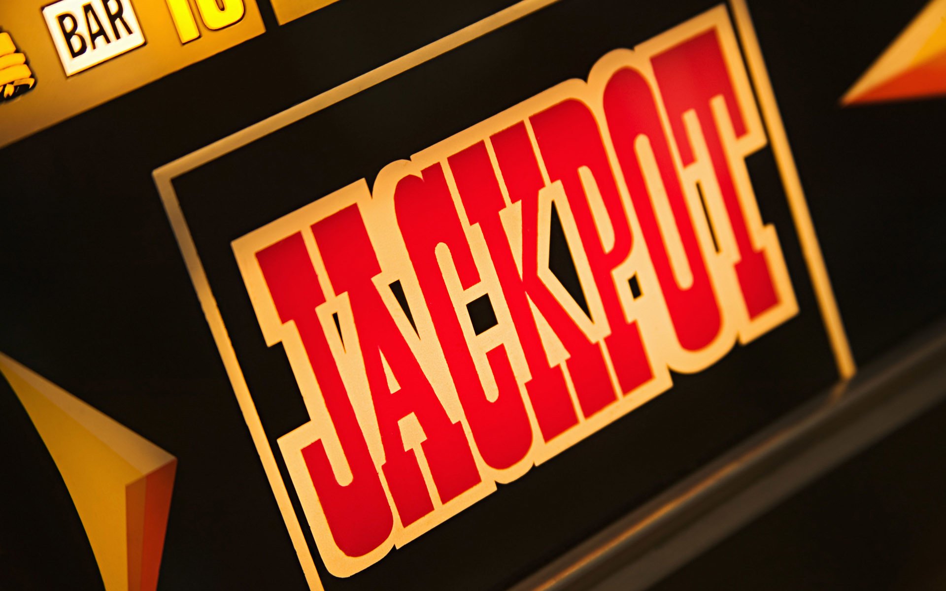 Jackpot-Schriftzug auf Spielautomat