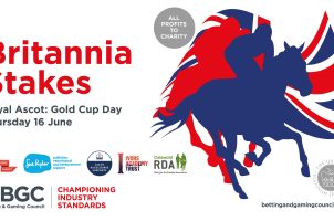 Britannia Stakes BGC, UK Flagge, Pferd Silhouette