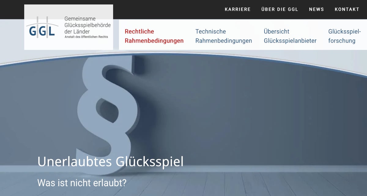 Webseite Glücksspielbehörde