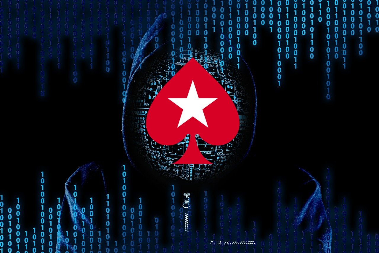 PokerStars-Logo, binäre Zahlen, Matrix