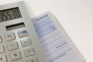 Taschenrechner, Schulden, Quittung