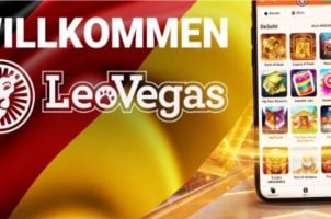 LeoVegas-Logo und Smartphone