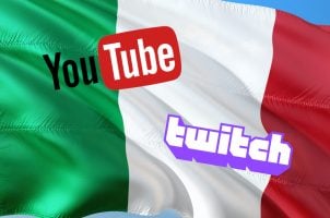 Fahne Italien, YouTube- und Twitch-Logo