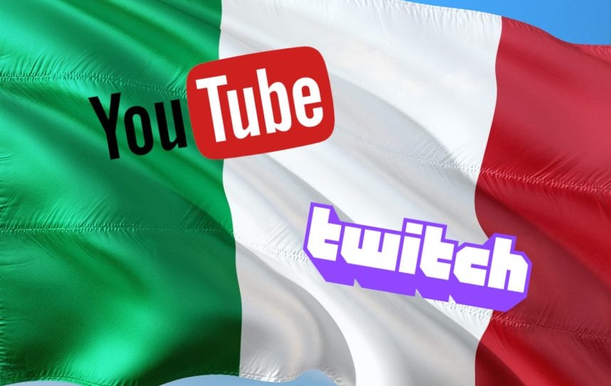 Fahne Italien, YouTube- und Twitch-Logo