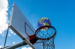 Basketball, Basketballkorb, Weltkugel