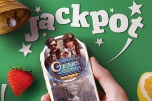 Hand hält Handy, Jackpot