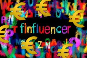 Viele Finfluencer werben mit schnellem Reichtum (Bilder: Pixabay/G.Altmann, Gestaltung: casino.org) Finfluencer, Eurozeichen
