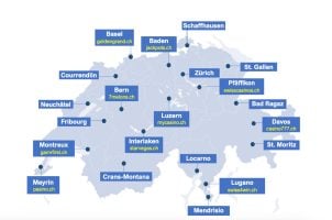 Karte mit Schweizer Casinos