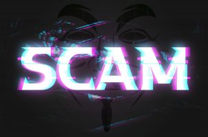 Scam-Schriftzug