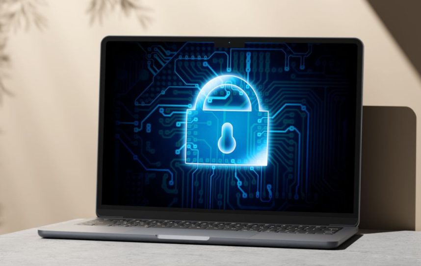 Notebook mit Schloss-Symbol
