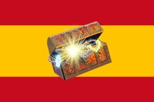 Schatzkiste auf spanischer Fahne