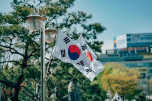 südkoreanische Fahnen
