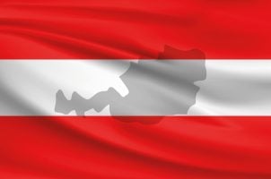 Silhouette und Fahne Österreichs