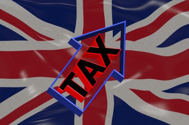 Union Jack und Steuer-Symbol