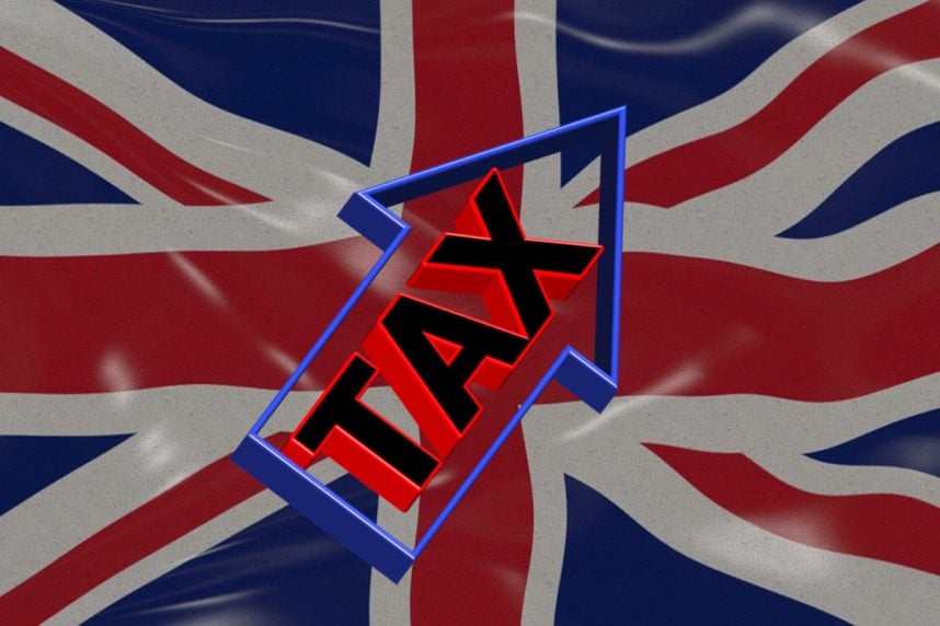 Union Jack und Steuer-Symbol