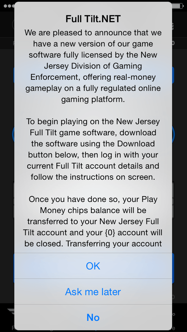 Full Tilt New Jersey mistaken license