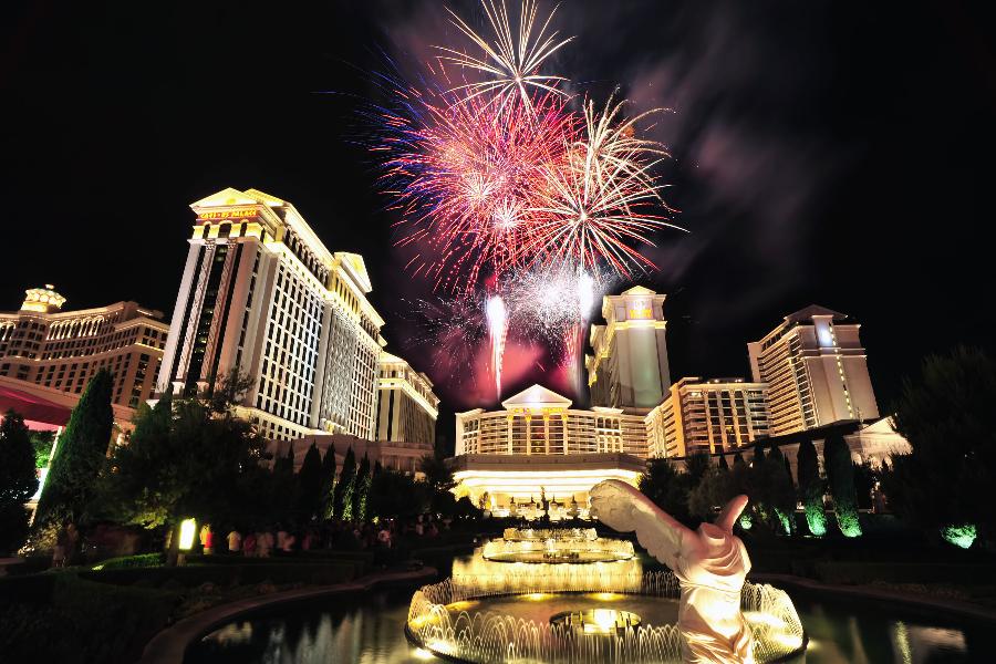 Caesars Palace July 4th fireworks skydiving