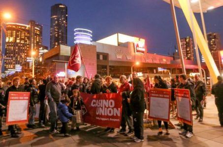 Crown Melbourne casino workers union protest