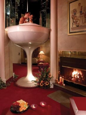 Champagne bathtub Mt Airy poconos tax fight