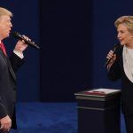 Short Stack Donald Trump Shoves Against Hillary Clinton in Second Presidential Debate