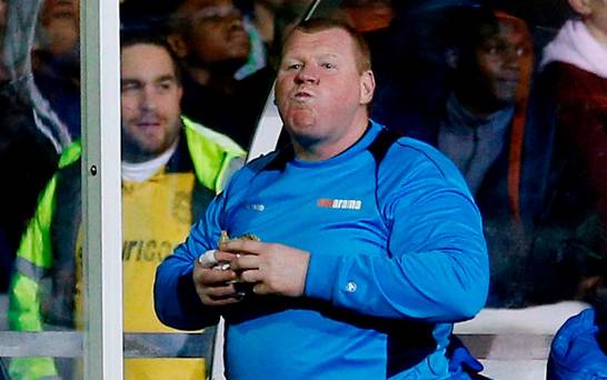  Sutton’s Wayne Shaw eats pie 