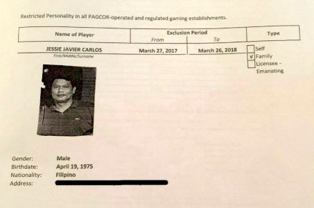 Exclusion order for Jessie Javier Carlos