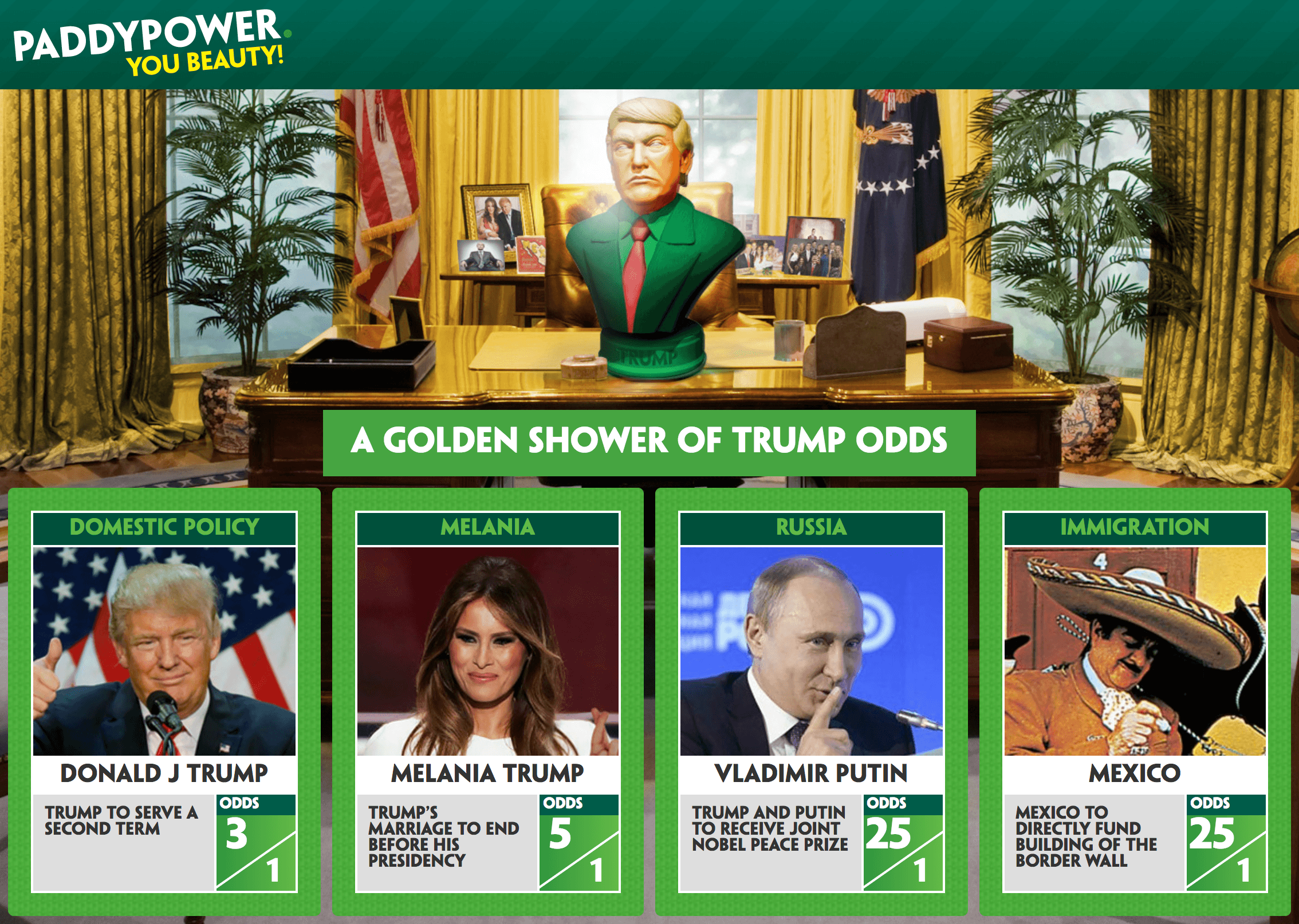 Donald Trump odds Paddy Power
