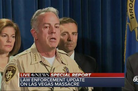 Las Vegas Sheriff Joe Lombardo at a podium.