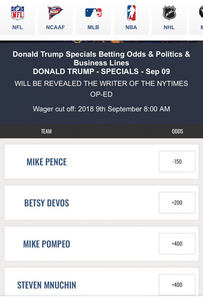 MyBookie novelty Trump NYT Op-Ed bet (Image: MyBookie.ag