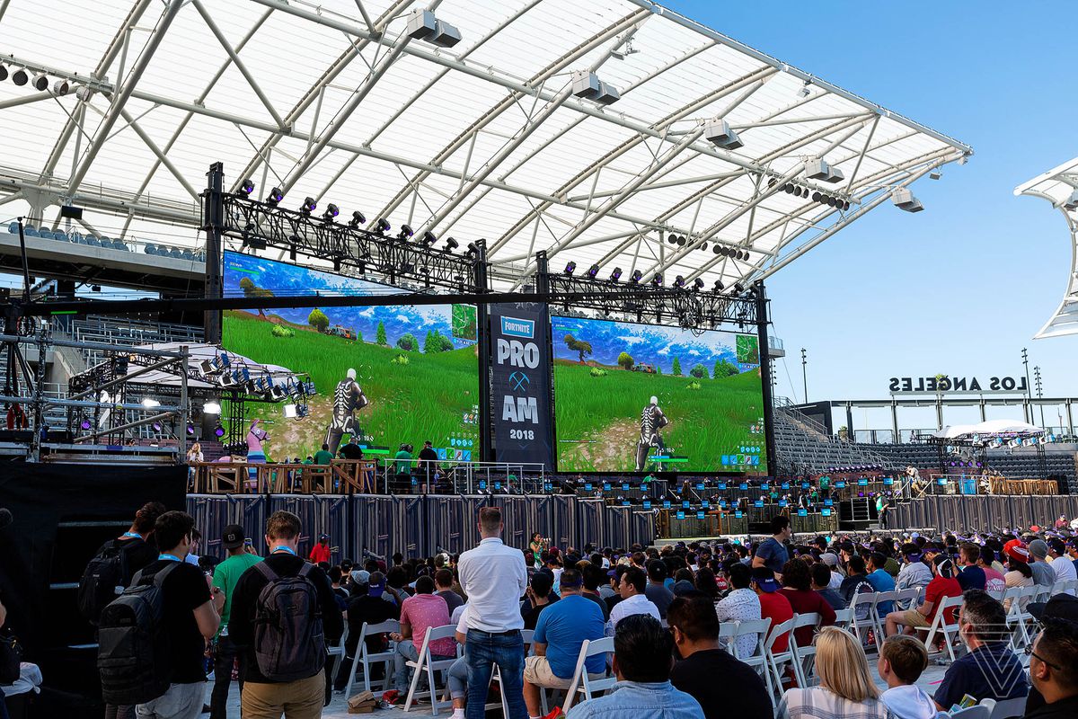 fortnite took the gaming and esports world by storm in 2018 in this photo spectators watch the action during the fortnite pro am tournament at the - fortnite casino