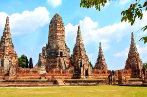 Pagodas of temple Wat Chai Watthanaram in Ayutthaya Historical Park, Thailand