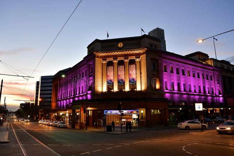 Adelaide Casino entrance at night