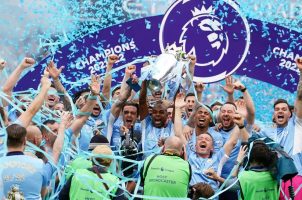 Manchester City’s players celebrate