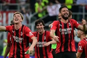 AC Milan players celebrate a win over Atalanta in May