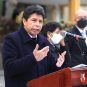 Peru's President, Pedro Castillo Terrones, gives a public address earlier this month
