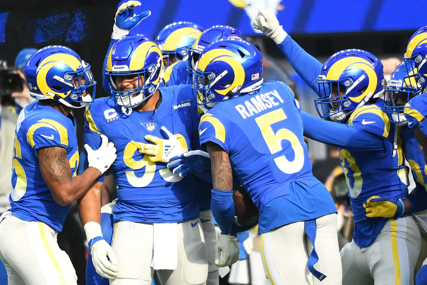 Aaron Donald and Los Angeles Rams teammates
