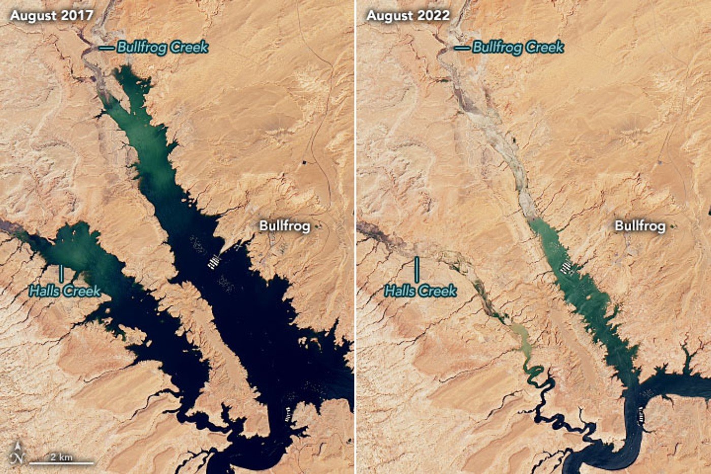 पॉवेल झील पानी की कमी वाली कोलोराडो नदी को बहाती है