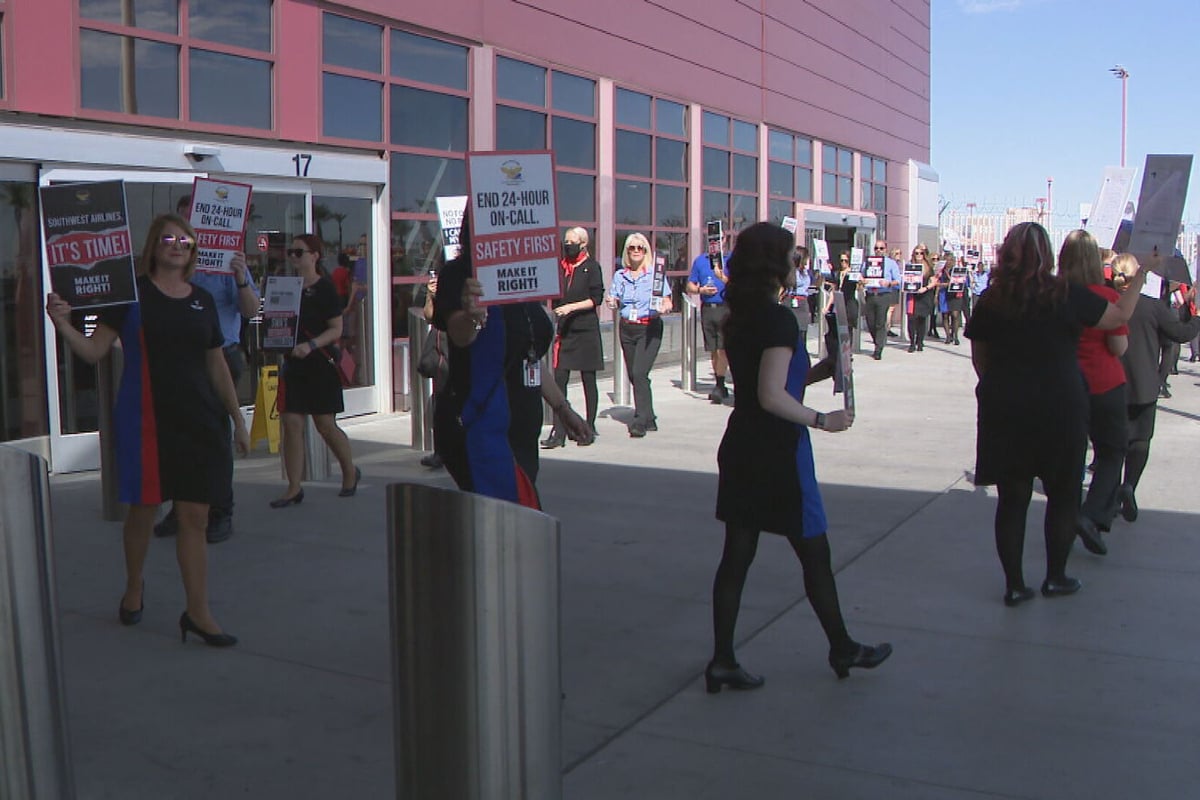 Las Vegas airline protest Southwest United