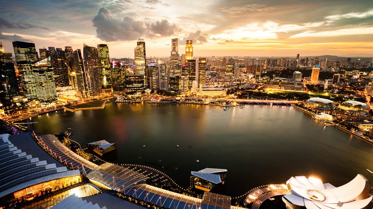 Pemandangan Udara Di Atas Singapura Marina Bay