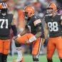 Cleveland Browns quarterback Jacoby Brissett celebrates