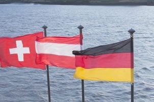 Swiss, Austrian and German flags