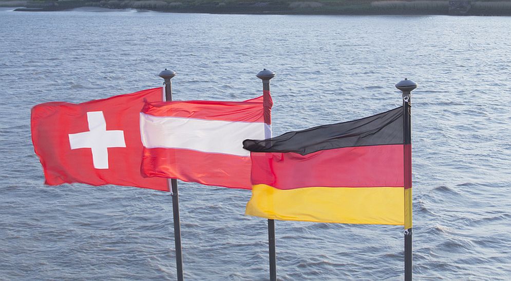 Swiss, Austrian and German flags