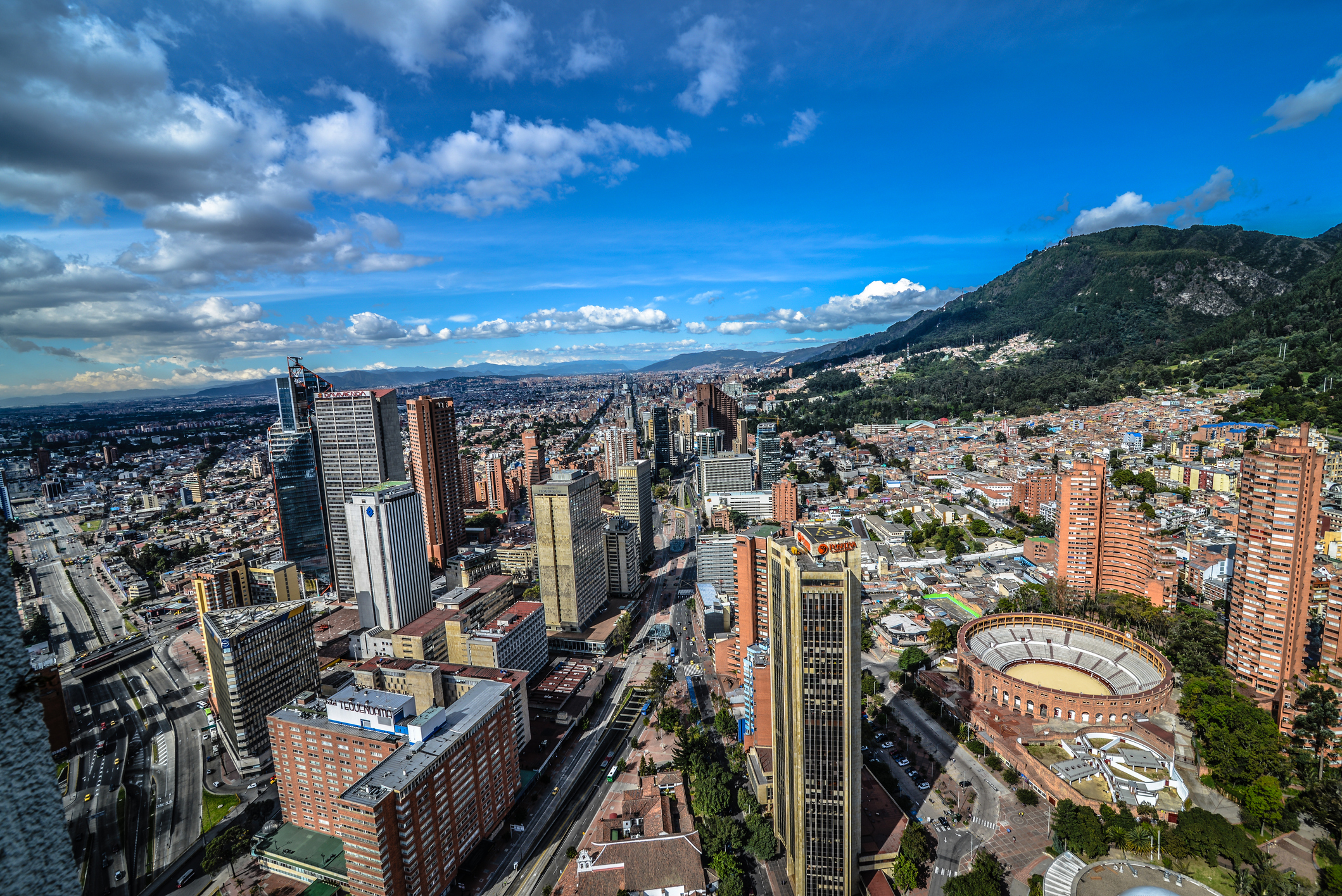 Aerial view of Bogota and Torres del Parque
