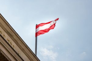 Austrian flag on top of a government building