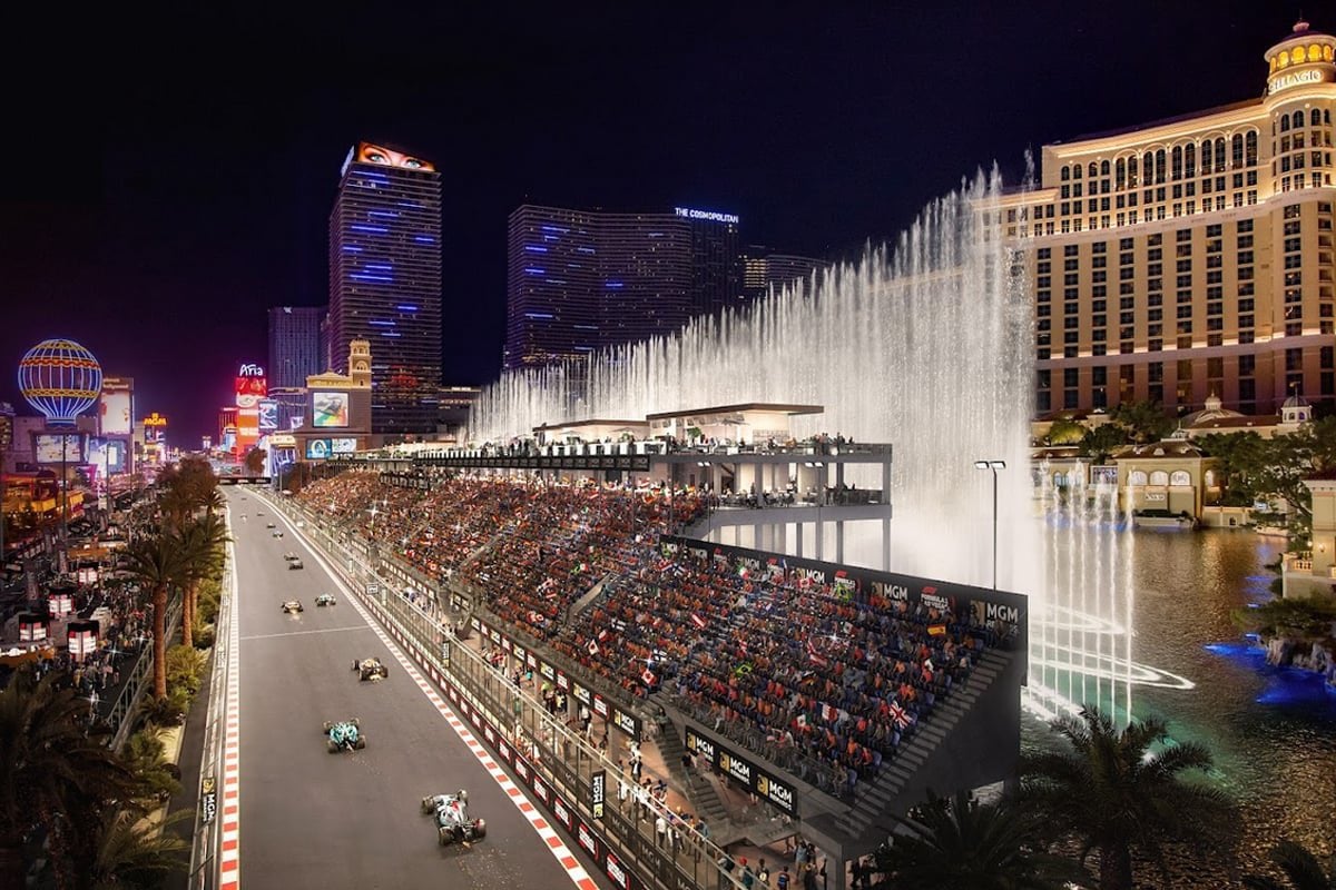 Bellagio Lake Formula 1 grandstand rendering